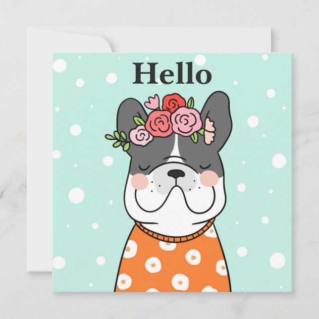 Hej Fransk Bulldog Greeting Card Kort (Framsida)