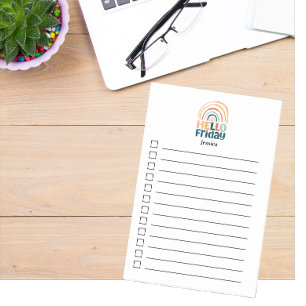 Hej Fredag roligt regnbåge, färgad boho Post-it Block