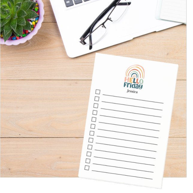 Hej Fredag roligt regnbåge, färgad boho Post-it Block (Skapare uppladdad)