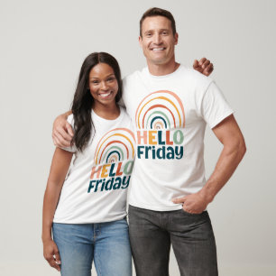 Hej Fredag roligt regnbåge, färgad boho T Shirt