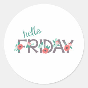 Hej Fredag Runt Klistermärke