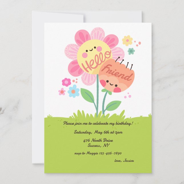 Hej Friend Födelsedagsfest inbjudan (Framsida)
