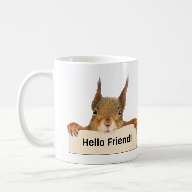 Hej Friend Funny Squirrel Ansikte Kaffemugg (Vänster)