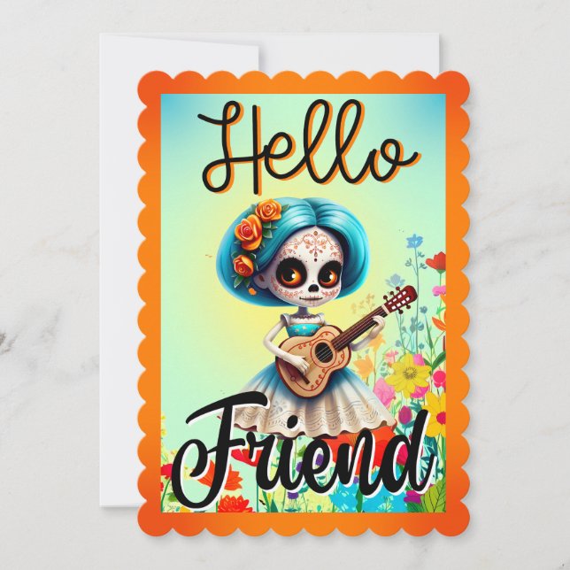 Hej Friend Sugar Skull Tack Kort (Framsida)