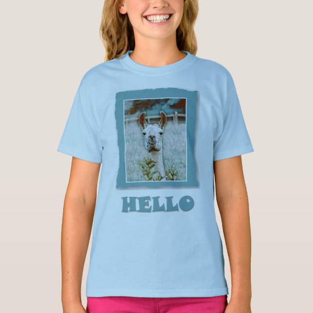 Hej - Friendly Llama T Shirt (Framsida)
