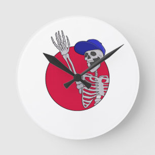 Hej Friends Coola och Funny Skeleton Rund Klocka