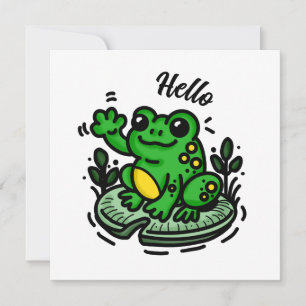 Hej   Frog på Lily Pad Hand plockade