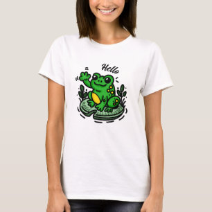Hej Frog på Lily Pad Hand plockade T Shirt