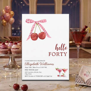 Hej fyrtio Cherry Martini födelsedagsfest Inbjudningar