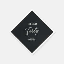 Hej fyrtio | Modern Black 40:e födelsedagen Party Pappersservett
