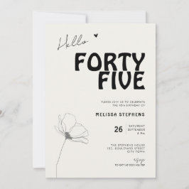 Hej fyrtiofem modig typografi 45-årsdag inbjudningar