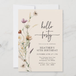 Hej Fyrty Boho Birthday Inbjudningar