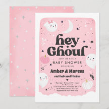 Hej Ghoul Rosa Girl Girl Ghost Baby Shower-inbjuda