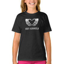 Hej Ghouls Girls Halloween Skeleton Heart T-Shirt