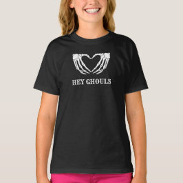 Hej Ghouls Girls Halloween Skeleton Heart T-Shirt