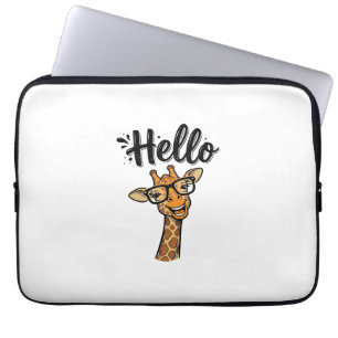 Hej Giraff Antik Gravyr Söt Djur Tröja_ Laptop Fodral