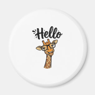 Hej Giraff Antik Gravyr Söt Djur Tröja_ Magnet