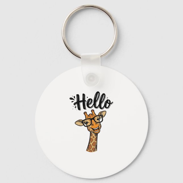 Hej Giraff Antik Gravyr Söt Djur Tröja_ Nyckelring (Framsida)