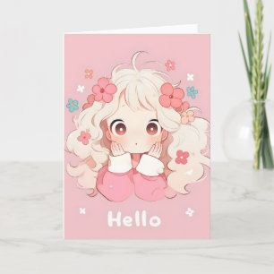 Hej Girl Chibi Anime Helgkort