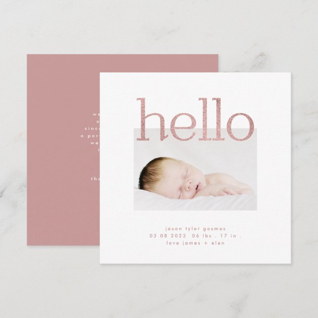 hej Glitter Rosa Foil modern enkel minimalistisk e Meddelande (Fram/baksida)