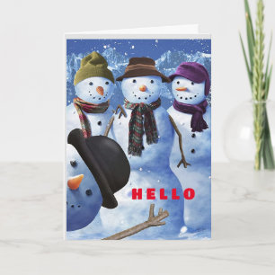 HEJ/GOD JUL TILL "DU" SÄGER SNÖGUBBAR HELGKORT