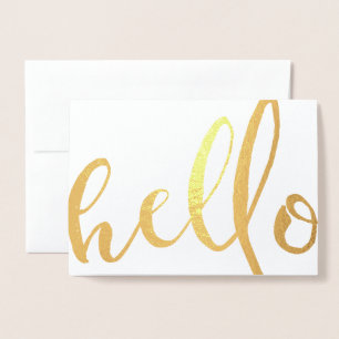 Hej Gold Foil-skript Folierat Kort