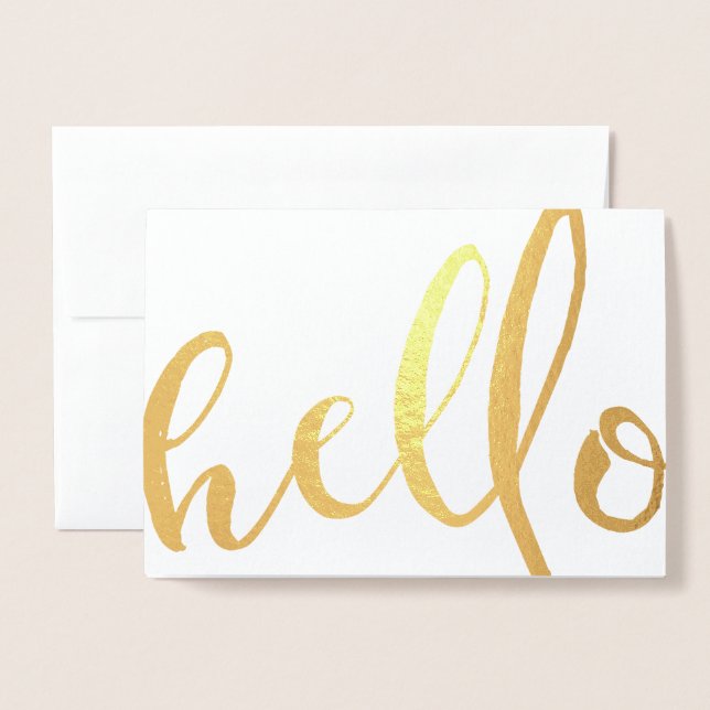 Hej Gold Foil-skript Folierat Kort (Framsida med kuvert)