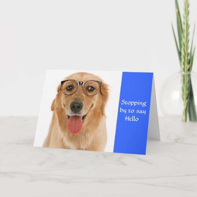 Hej Golden Retriever Hund & Glass Greeting Card Kort (Framsida)
