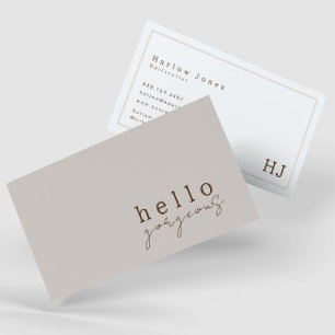 Hej Gorgal Beauty Minimalist Modern Beige Visitkort