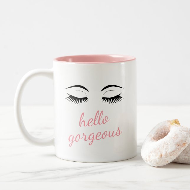 Hej Gorgen och Söt Eyelash Två-Tonad Mugg (Med munk)