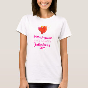 Hej Gorgisk Cute Red Heart Galentine Typography T Shirt