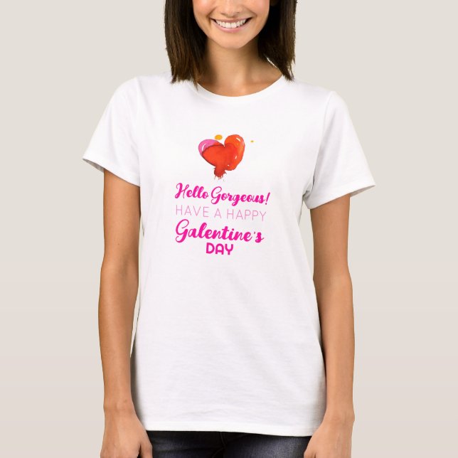 Hej Gorgisk Cute Red Heart Galentine Typography T Shirt (Framsida)