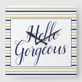 Hej Gorgligt stripe-köldlås med kvadrat Fyrkantig Klocka