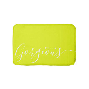 Hej Gorgous Chartreuse White Minimalist   Badrumsmatta