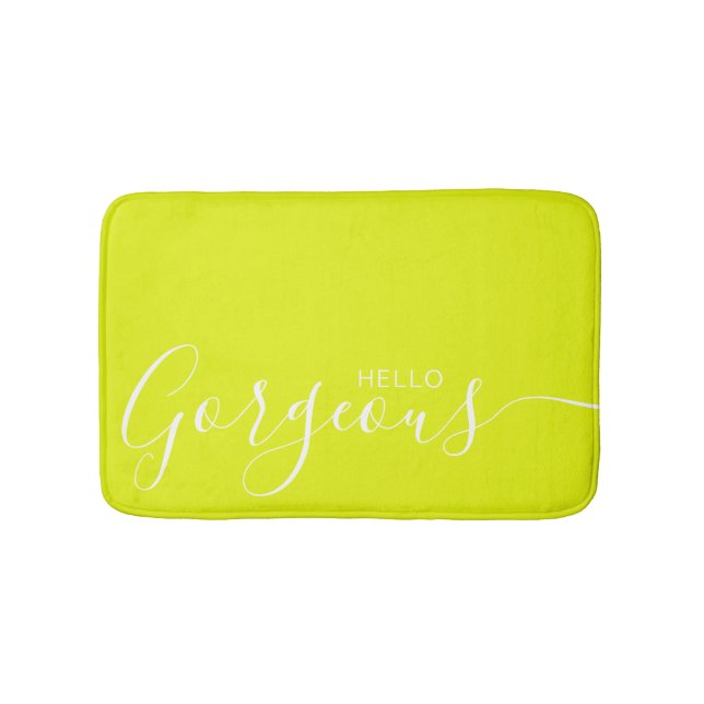 Hej Gorgous Chartreuse White Minimalist   Badrumsmatta (Framsidan)
