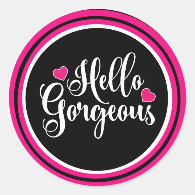 Hej Gorgous Classic Round Sticker Runt Klistermärke (Framsida)