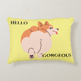 Hej Gorgous Corgi. Redigerbar text Prydnadskudde