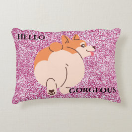 Hej Gorgous Corgi. Redigerbar text Prydnadskudde