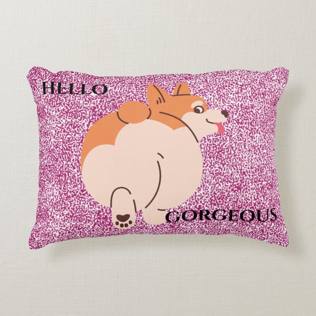 Hej Gorgous Corgi. Redigerbar text Prydnadskudde (Framsidan)