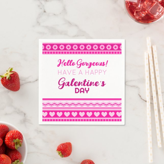 Hej Gorgous Galentine's Day Cute Rosa Heart Pappersservett (Insitu)