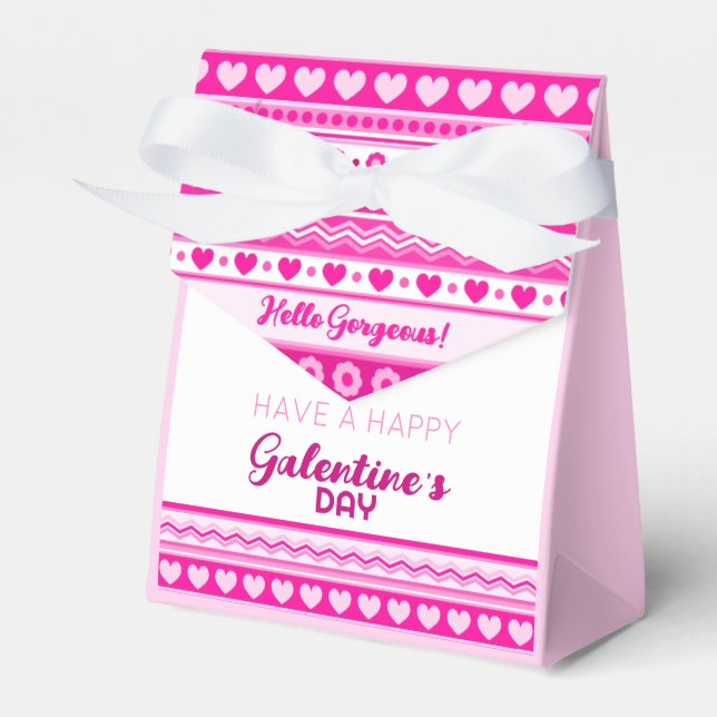 Hej Gorgous Galentine's Day Cute Rosa Heart Presentaskar (Framsidan Sidan)