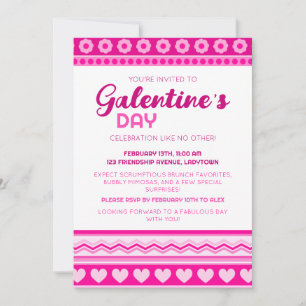 Hej Gorgous Galentine's Day Cute Rosa Hearts Inbjudningar