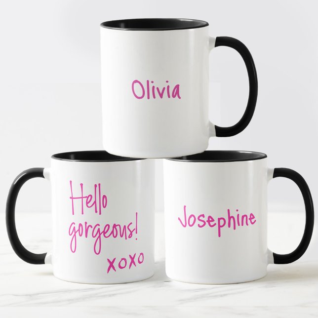 Hej Gorgous Galentine's Day XOXO Personlig Mugg (Personalized "Hello Gorgeous!" Mugs for your Galentine's day celebration.)