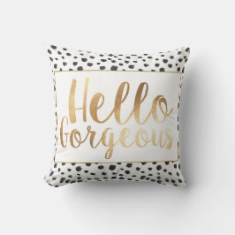 Hej Gorgous Guld Script Pillow Kudde