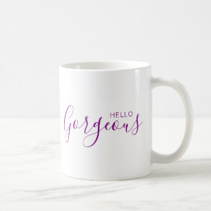 Hej Gorgous Lila Script Modern Coffee Mugg
