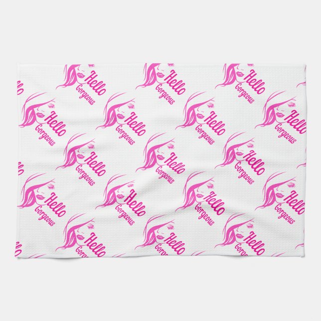 Hej Gorgous Loely Dam Ansikte Teckning Typography Kökshandduk (Horisontell)