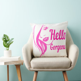 Hej Gorgous Loely Dam Ansikte Teckning Typography Kudde
