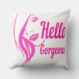 Hej Gorgous Loely Dam Ansikte Teckning Typography Kudde