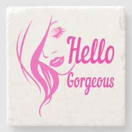 Hej Gorgous Loely Dam Ansikte Teckning Typography Stenunderlägg