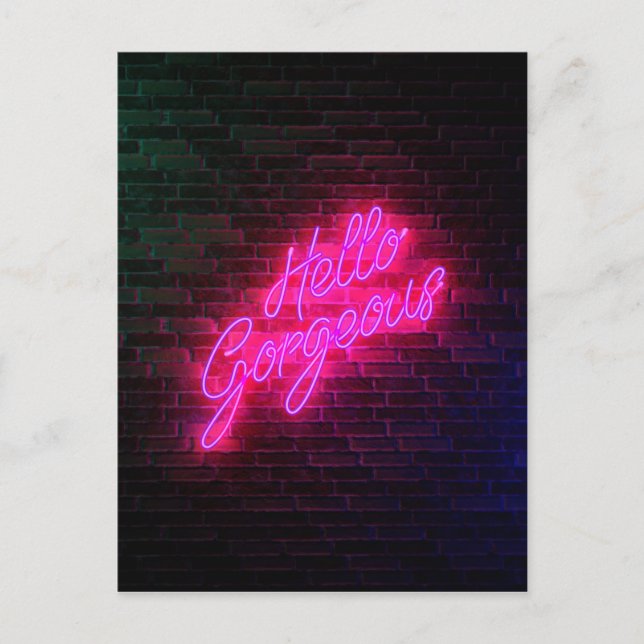 Hej Gorgous - Neon SIgn Vykort (Framsida)